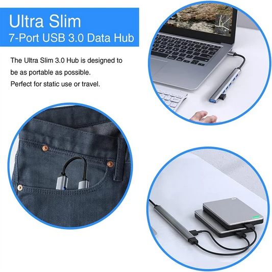 7-porttinen monijakaja Type-C ja USB-keskitin 